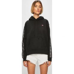 Levi's - Bluza. Czarne bluzy damskie Levi's®, s, z nadrukiem, z bawełny, bez rękawów, z kapturem. Za 279,90 zł.