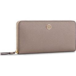 Duży Portfel Damski TORY BURCH - Robinson Zip Continental Wallet 52707 Gray Heron 082. Szare portfele damskie Tory Burch, bez wzorów, ze skóry. W wyprzedaży za 599,00 zł.