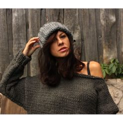 Szara czapka beanie z wełną. Szare czapki damskie Pakamera, bez wzorów, z wełny. Za 109,00 zł.