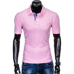 Koszulka męska polo bez nadruku S837 - różowa. Różowe koszulki męskie Ombre Clothing, s, z nadrukiem, klasyczne, bez rękawów. Za 19,00 zł.