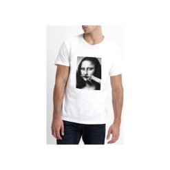 T-shirt : " MonaLisa i wąsy ". Białe t-shirty męskie Life is art, s, bez wzorów, bez kołnierzyka. Za 120,00 zł.