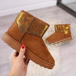 Śniegowce damskie mukluki camel Big Star EE274259 - camel. Brązowe śniegowce damskie BIG STAR, retro, bez zapięcia. Za 111,99 zł.