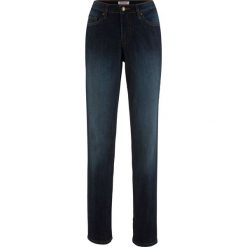 Wygodne dżinsy ze stretchem CLASSIC bonprix ciemnoniebieski "used". Niebieskie jeansy damskie bonprix, z jeansu. Za 69,99 zł.