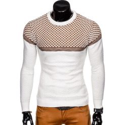 SWETER MĘSKI E131 - BEŻOWY. Czarne swetry klasyczne męskie marki Inny, m, z bawełny. Za 49,00 zł.