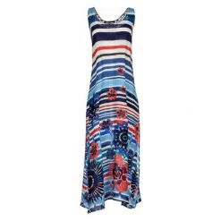 Desigual Sukienka Damska Flora S Niebieska. Niebieskie długie sukienki Desigual, s, z długim rękawem. W wyprzedaży za 259,00 zł.