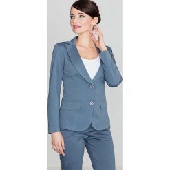 Niebieski Żakiet z Wywijanym Rękawem. Niebieskie marynarki damskie Molly.pl, xl, bez wzorów. Za 145,90 zł.