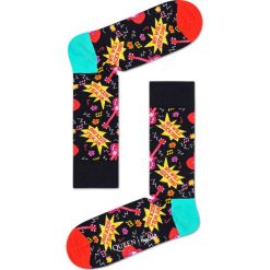Happy Socks - Skarpetki We Will Rock You x Queen. Czarne skarpetki damskie Happy Socks, bez wzorów, z elastanu. W wyprzedaży za 49,90 zł.