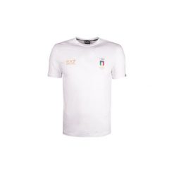 T-shirty z krótkim rękawem Armani 277013 6P907. Białe t-shirty męskie Armani, xl, bez wzorów, bez kołnierzyka, krótkie. Za 189,00 zł.