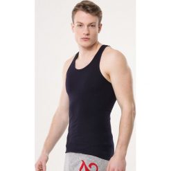 Granatowa Koszulka Exultant. Szare podkoszulki męskie Born2be, xl, bez wzorów, z dzianiny, bez rękawów. Za 14,99 zł.