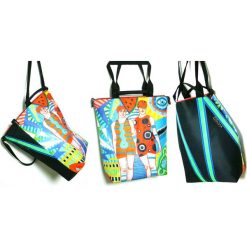 1181 art MIMA bag UNI & Marcin Painta print. Szare torebki klasyczne damskie marki Pakamera, w paski, biznesowe, przez ramię, bez dodatków. Za 399,00 zł.