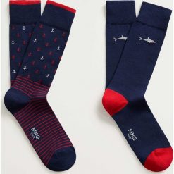 Mango Man - Skarpetki Shark (2-pack). Niebieskie skarpetki męskie Mango Man, bez wzorów, z elastanu. Za 49,90 zł.