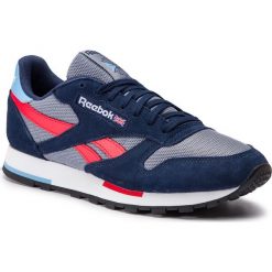 Buty Reebok - Cl Leather Mu DV3836 Cold Grey/Navy/White/Red. Niebieskie sneakersy męskie Reebok, na co dzień, bez wzorów, ze skóry, klasyczne, bez zapięcia. Za 379,00 zł.
