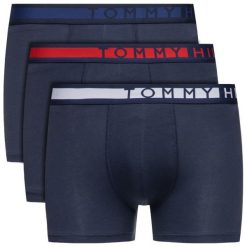 Komplet 3 par bokserek TOMMY HILFIGER UM0UM01234. Niebieskie bokserki męskie TOMMY HILFIGER, bez wzorów, z elastanu. Za 179,00 zł.