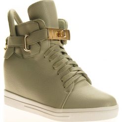 Szare Sneakersy ze złotą kłódką (40). Szare koturny damskie . Za 89,00 zł.