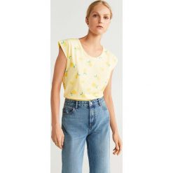 Mango - T-shirt. Białe bluzki damskie Mango, s, bez wzorów, z bawełny, z okrągłym kołnierzem. Za 29,90 zł.