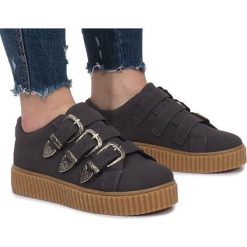Szare Trampki Na Platformie Creepersy Candice. Szare półbuty damskie ButyModne, na imprezę, bez wzorów, sportowe, bez obcasa, na platformie, bez zapięcia. Za 69,00 zł.