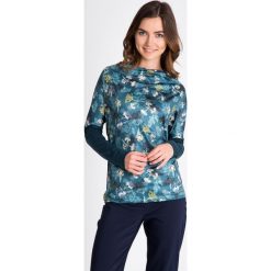 Bluzki damskie: Zielona bluzka we florystyczny print QUIOSQUE