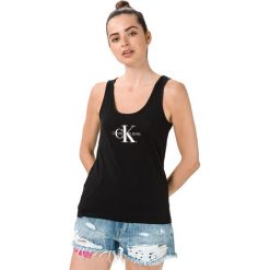 Calvin Klein Podkoszulek Czarny. Czarne podkoszulki damskie Calvin Klein, xs, z nadrukiem, z bawełny, bez kołnierzyka, bez rękawów. Za 169,95 zł.