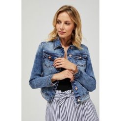 Katana jeansowa. Niebieskie kurtki damskie Moodo, s, bez wzorów, z elastanu, długie. Za 149,99 zł.