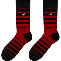 Szaro-czerwone skarpety męskie w paski SK111. Szare skarpetki męskie More - Skarpetki męskie, w paski, z elastanu. Za 14,85 zł.