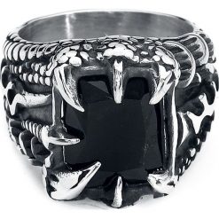 EtNox Hard and Heavy Kristallklaue Pierścień srebrny. Szare sygnety męskie marki etNox Hard and Heavy, srebrne. Za 62,90 zł.