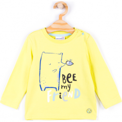Koszulka. Żółte t-shirty chłopięce marki MELLOW MOOD, z nadrukiem, z elastanu, z długim rękawem. Za 24,90 zł.