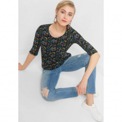 Koszulka w kwiaty. Niebieskie t-shirty damskie Orsay, xs, w kolorowe wzory, z bawełny. Za 39,99 zł.
