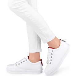 Buty sportowe damskie N/M CC-2 Biało - Czerwone. Czerwone buty sportowe damskie N/M, z aplikacjami, z tworzywa sztucznego, eleganckie, trekkingowe. Za 59,00 zł.