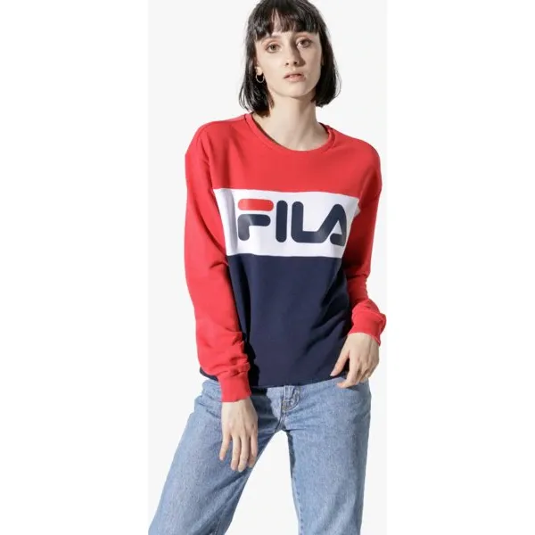 Fila Bluza Leah Crew Sweat , granatowy, rozmiar XS. Niebieskie bluzy damskie Fila, s, bez wzorów, z bawełny, bez rękawów, bez kaptura. W wyprzedaży za 219,99 zł.