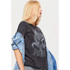 T-shirty damskie: Koszulka w rockowym stylu - Szary