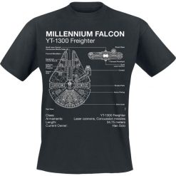Star Wars Millenium Falcon - Blueprint T-Shirt czarny. Czarne koszulki męskie Star Wars, l, z nadrukiem, retro, z okrągłym kołnierzem. Za 74,90 zł.