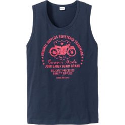 Koszulka tank top z nadrukiem bonprix ciemnoniebieski. Koszulki męskie bonprix. Za 29,99 zł.