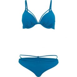 Bikini na fiszbinach (2 części) bonprix niebieskozielony. Niebieskie stroje kąpielowe damskie bonprix, w paski. Za 89,99 zł.
