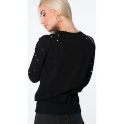 Bluzy damskie: Bluza z kolorowymi koralikami czarna 1689
