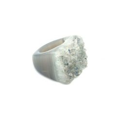 InspiRING Druza Agatu z Kropeczkami rozmiar 15. Szare pierścionki damskie Brazi druse jewelry, z agatem. Za 270,00 zł.