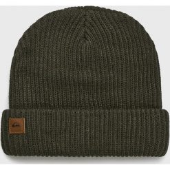 Quiksilver - Czapka. Zielone czapki męskie Quiksilver, na zimę, bez wzorów, z wełny. W wyprzedaży za 69,90 zł.