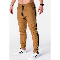 Spodnie męskie joggery P670 - rude. Czerwone spodnie męskie Ombre Clothing, m, bez wzorów. Za 65,00 zł.