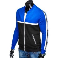 Bluza męska rozpinana bez kaptura B704 - niebieska. Niebieskie bluzy męskie Ombre Clothing, s, bez wzorów, z bawełny, z kapturem, bez rękawów, bez kaptura. Za 69,00 zł.