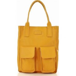 Shopper bag damskie: Torebka shopper z kieszeniami żółta MELODY