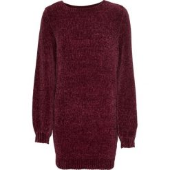 Długi sweter z szenili bonprix czerwony klonowy. Czerwone swetry damskie bonprix, bez wzorów, z materiału, z długim rękawem, długie, bez kaptura. Za 69,99 zł.
