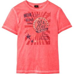 T-shirt z nadrukiem bonprix truskawkowy "used". Czerwone t-shirty męskie bonprix, s, z nadrukiem, bez kołnierzyka. Za 34,99 zł.