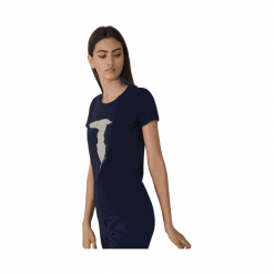 Trussardi Jeans koszulka damska 56T00237-1T003614, XS ciemnoniebieska. Niebieskie koszulki damskie Trussardi Jeans, xs, bez wzorów, z bawełny, bez kołnierzyka, z krótkim rękawem. Za 239,00 zł.