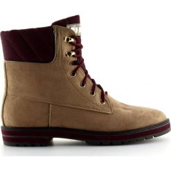 Brązowe Botki sznurowane timberki beżowe 1539 Khaki. Pomarańczowe botki damskie ButyModne, eleganckie, bez obcasa, na sznurówki. W wyprzedaży za 79,00 zł.