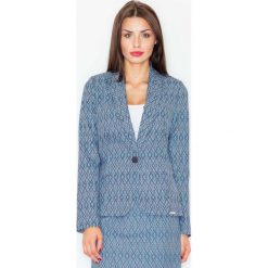 Elegancki Wzorzysty Żakiet na Jeden Guzik Wzór 31. Szare marynarki damskie FIGL, s, bez wzorów, z poliesteru. Za 149,90 zł.