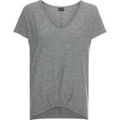 Shirt z dżerseju, dekolt w serek bonprix szary melanż. Szare koszulki damskie bonprix, bez wzorów, z dżerseju, z dekoltem w serek, bez rękawów. Za 34,99 zł.