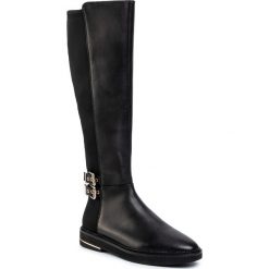 Oficerki DKNY - Lena Boot K3964206 Calf Black/Blk. Czarne kozaki damskie DKNY, ze lnu, bez obcasa, bez zapięcia. W wyprzedaży za 529,00 zł.