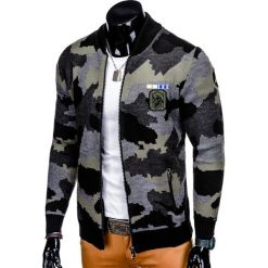 SWETER MĘSKI ROZPINANY E125 - CZARNY. Czarne kardigany męskie Inny, m, moro. Za 59,00 zł.