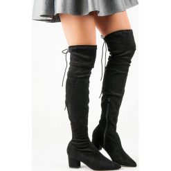 Buty zimowe damskie: CZARNE MUSZKIETERKI W SZPIC