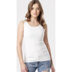 Kremowy Top Straephis. Brązowe topy damskie Born2be, s, bez wzorów, z dzianiny, sportowe, z okrągłym kołnierzem, bez rękawów. Za 39,99 zł.