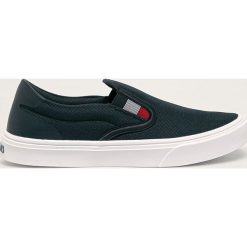 Tommy Hilfiger - Tenisówki. Niebieskie trampki męskie TOMMY HILFIGER, bez wzorów, z gumy, bez zapięcia. Za 299,90 zł.
